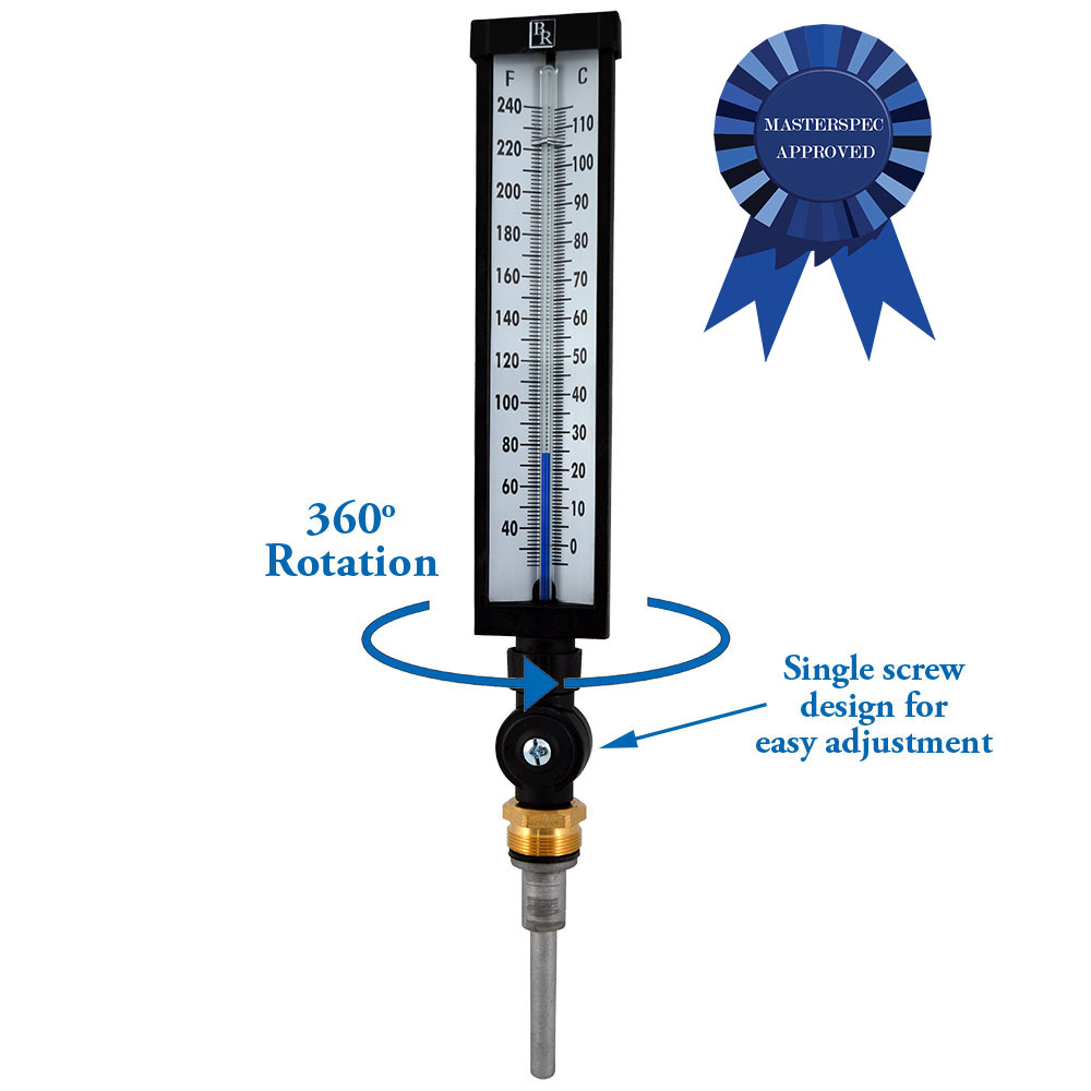 9 In Scale 30-240 Fahrenheit Industrial Thermometer For Hvac