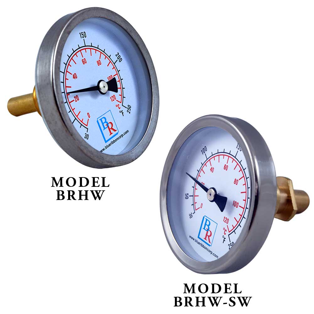 Models BRHW, BRHWS & BRHWA Hot Water Thermometer